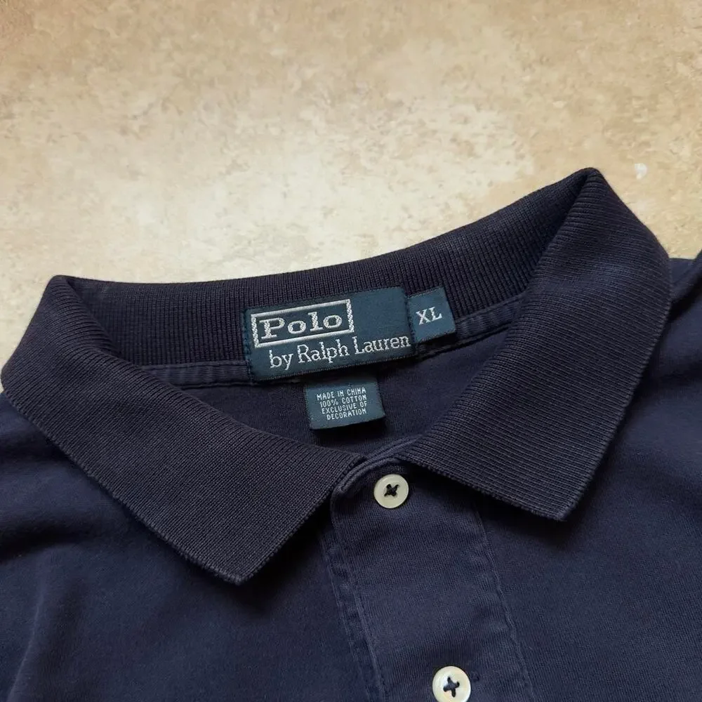 Polo by Ralph Lauren Navy and Red Short Sleeve Polo Shirt - Size XL